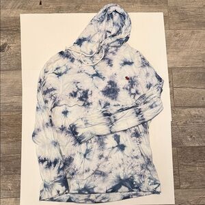 Abercrombie & Fitch White and Blue Tie-Dye Hoodie